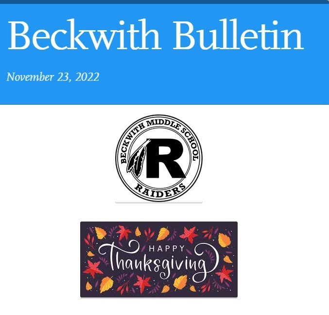 Beckwith Bulletin 11-23-22