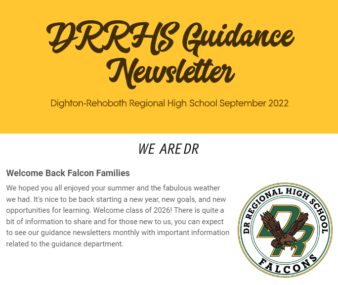 image of guidance department newsletter