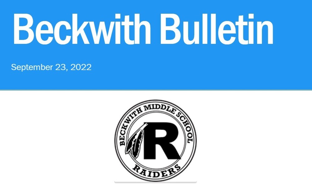 Beckwith Bulletin September 23, 2022