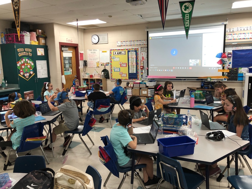 Palmer River Elementary second graders participate in Google Meet with pen pals.